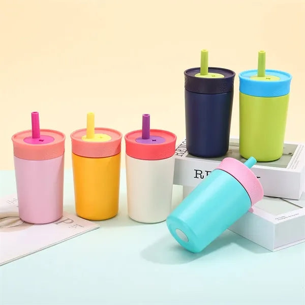 12oz Portable Stainless Steel Vacuum Coffee Cup with Straw