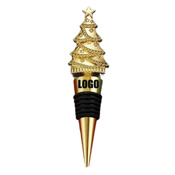 Elegant Christmas Tree PVC & Zinc Alloy Wine Bottle Stopper