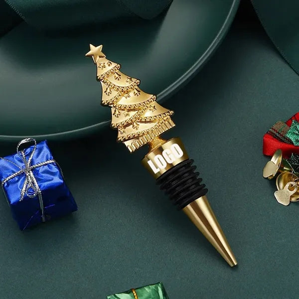 Elegant Christmas Tree PVC & Zinc Alloy Wine Bottle Stopper