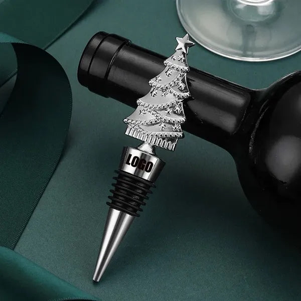 Elegant Christmas Tree PVC & Zinc Alloy Wine Bottle Stopper