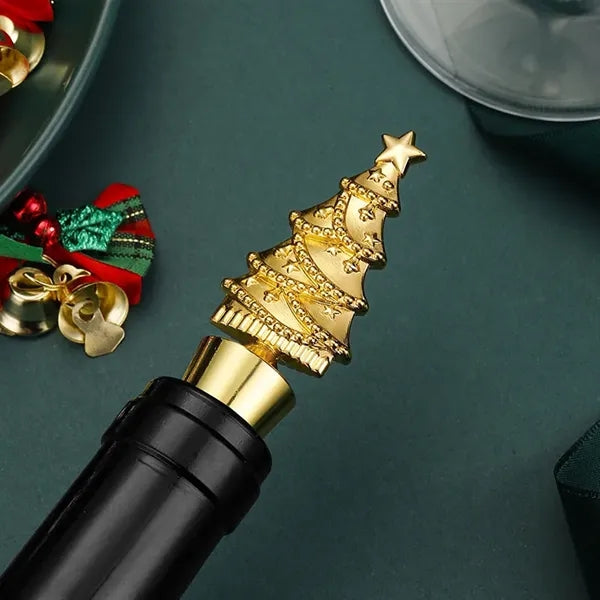 Elegant Christmas Tree PVC & Zinc Alloy Wine Bottle Stopper