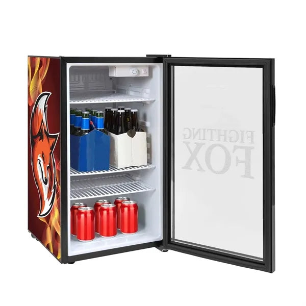 80L Large Countertop Fridge with Wrap and Door Glass Etching