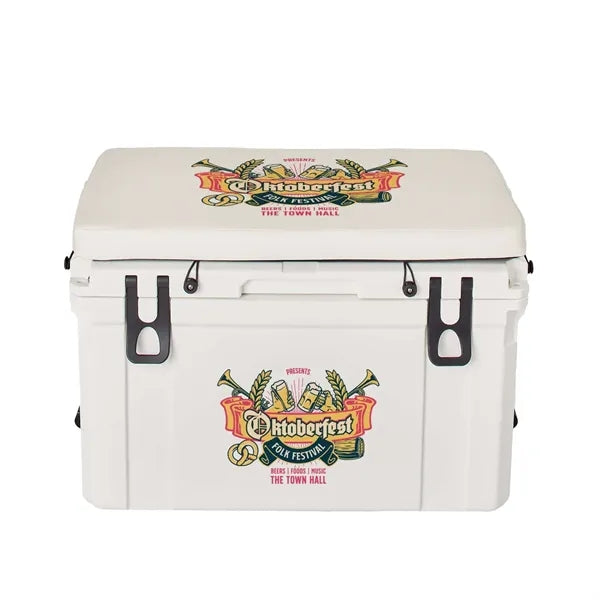 45L Bench Cooler, Front and Cushion Imprint