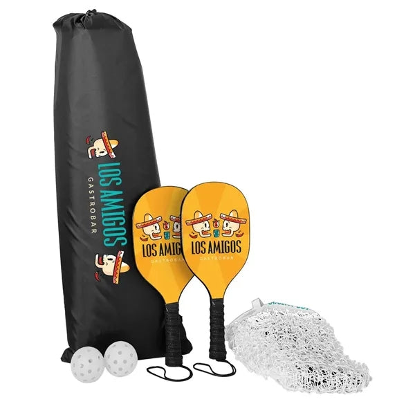 Pickleball Set Plus with Net, Imprinted Net & DS Paddles