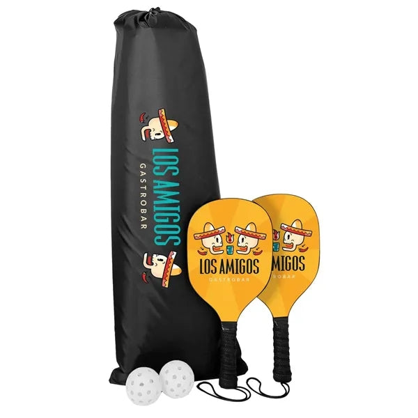 Pickleball Set Plus with Net, Imprinted Net & DS Paddles