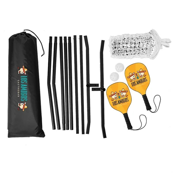 Pickleball Set Plus with Net, Imprinted Net & DS Paddles