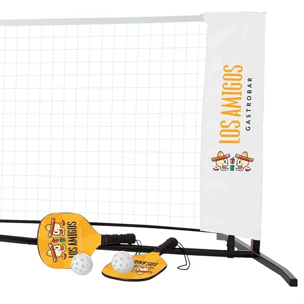 Pickleball Set Plus with Net, Imprinted Net & DS Paddles