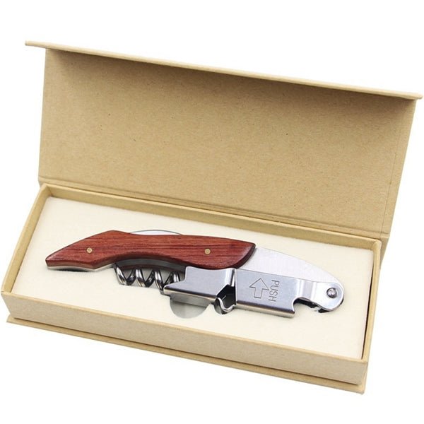 Solid Wood Wine Bottle Corkscrew Opener Gift Set
