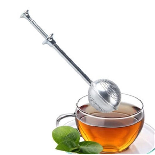 Stainless Steel Push Style Tea Ball Strainer