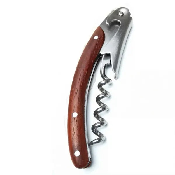 Wine opener with wooden handle