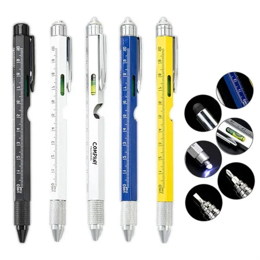 Multi-Functional 7-in-1 LED Light Pen with Ruler Screwdriver