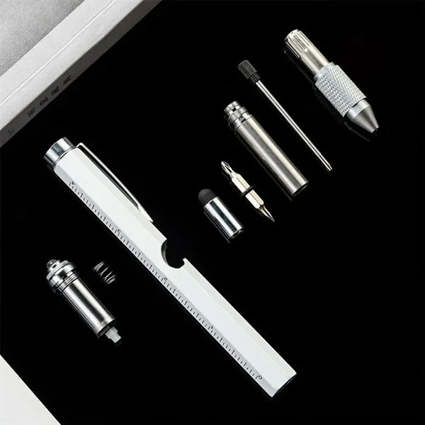 Multi-Functional 7-in-1 LED Light Pen with Ruler Screwdriver