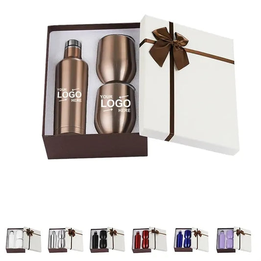 3Pcs Gift Box Wine Bottle And Tumblers
