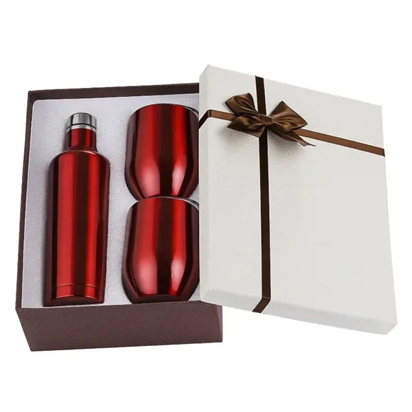 3Pcs Gift Box Wine Bottle And Tumblers