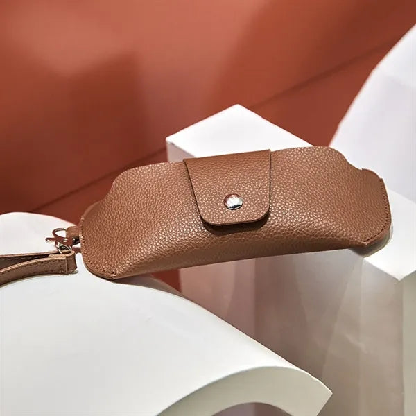 Portable Double-Sided Leather Lanyard Glasses Sunglasses Bag