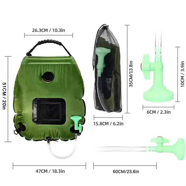 Multi-Layered Solar Shower Bag with Upgraded Showerhead
