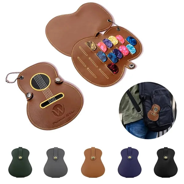 Mini Large Capacity Guitar Leather Embroidered Pick Bag