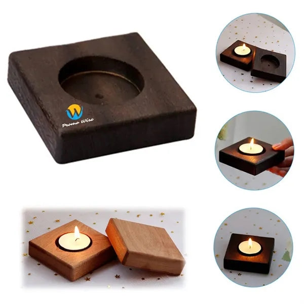 Mini Vintage Simple Natural Handheld Wood Candle Holder