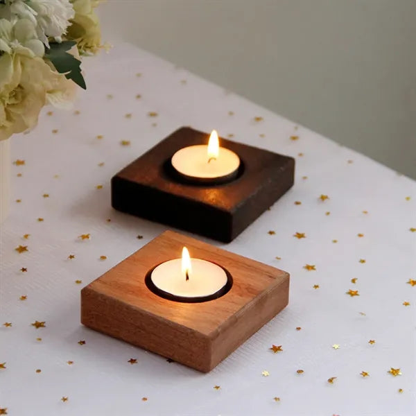 Mini Vintage Simple Natural Handheld Wood Candle Holder
