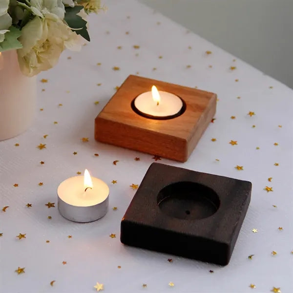 Mini Vintage Simple Natural Handheld Wood Candle Holder