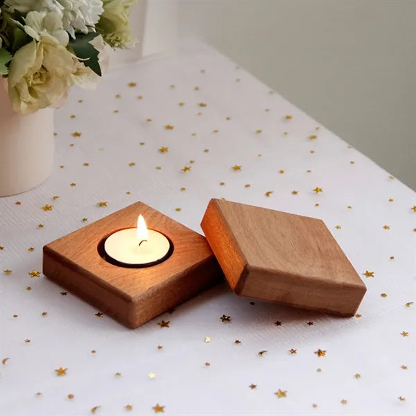 Mini Vintage Simple Natural Handheld Wood Candle Holder