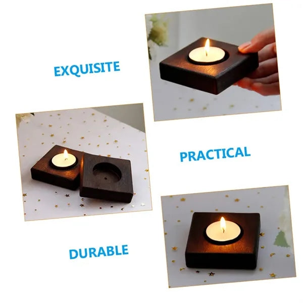 Mini Vintage Simple Natural Handheld Wood Candle Holder