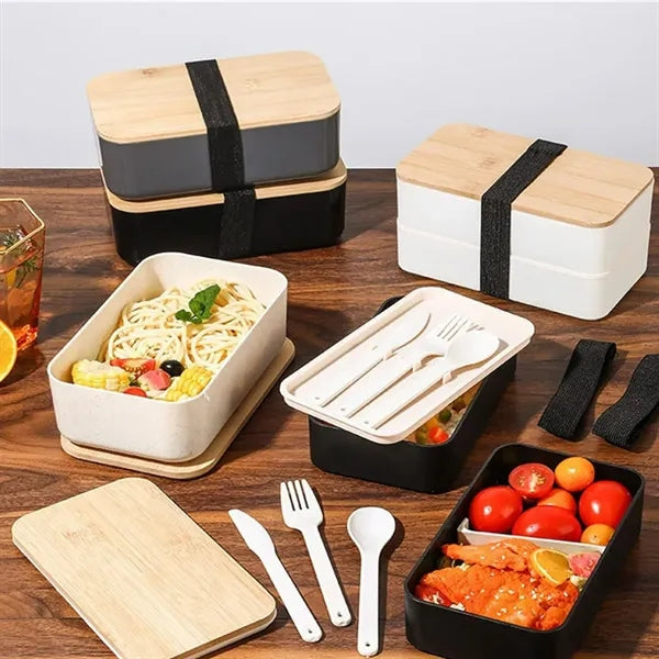 Eco-Friendly Bamboo Lid Bento Box Lunch Container