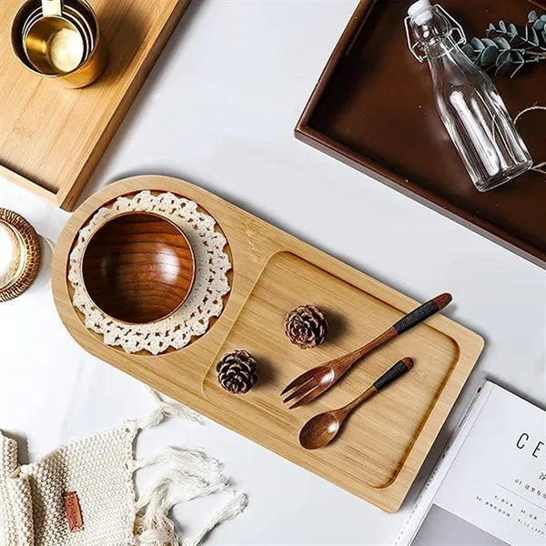 Environmentally Friendly Natural Bamboo Round Tea Tray
