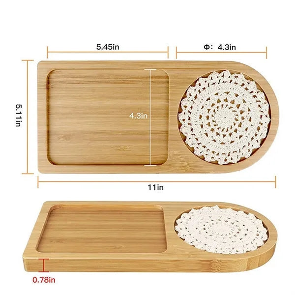 Environmentally Friendly Natural Bamboo Round Tea Tray