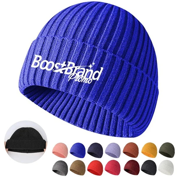 Warm Ribbed Knit Beanie Hat for Winter Comfort