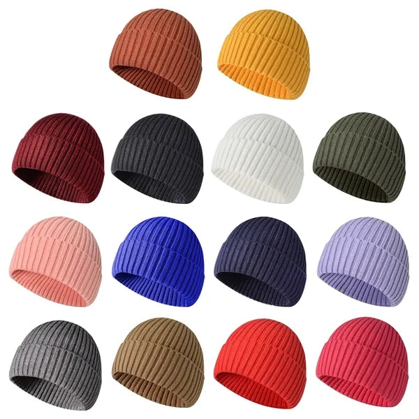 Warm Ribbed Knit Beanie Hat for Winter Comfort