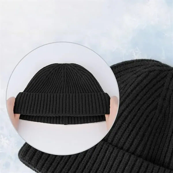 Warm Ribbed Knit Beanie Hat for Winter Comfort