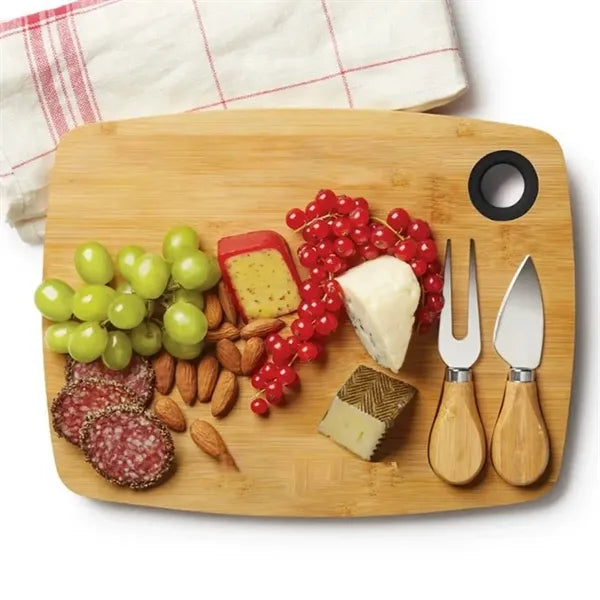 Natural Hangable Rectangular Bamboo Cheese Board Set