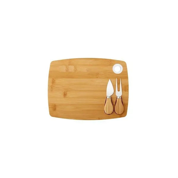 Natural Hangable Rectangular Bamboo Cheese Board Set