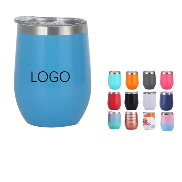 12 Oz Stainless Steel Wine Tumbler Stemless Glasses With Lid