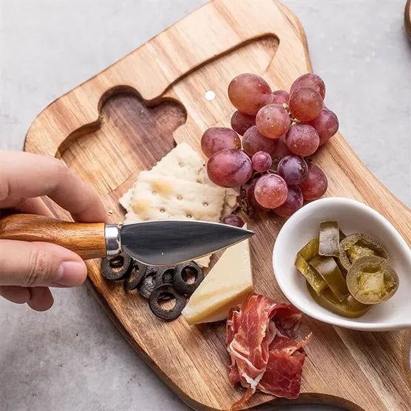 Portable Acacia Cheese Wooden Serving Board Set