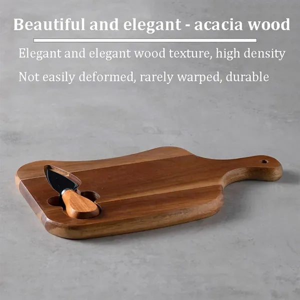 Portable Acacia Cheese Wooden Serving Board Set