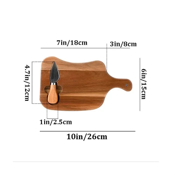 Portable Acacia Cheese Wooden Serving Board Set