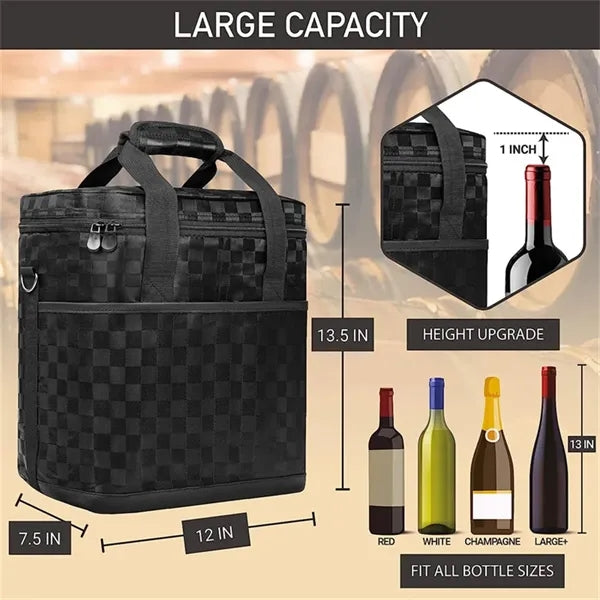 6 Bottle Carrier Tote Insulated Padded Wine Cooler Bag