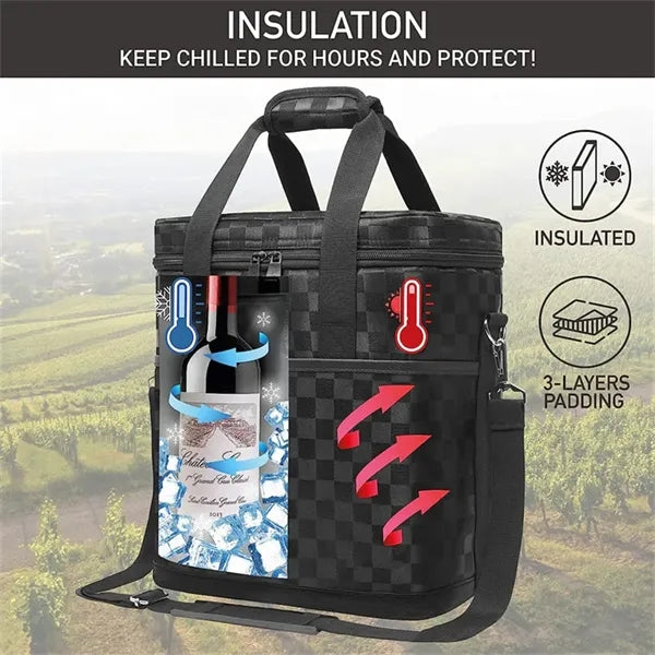 6 Bottle Carrier Tote Insulated Padded Wine Cooler Bag