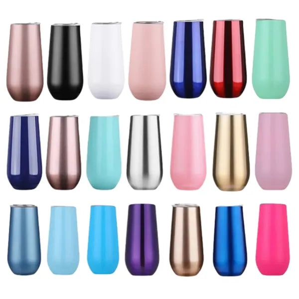 6 oz Stainless Steel Champagne Tumbler with Lid