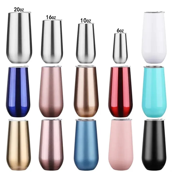 6 oz Stainless Steel Champagne Tumbler with Lid
