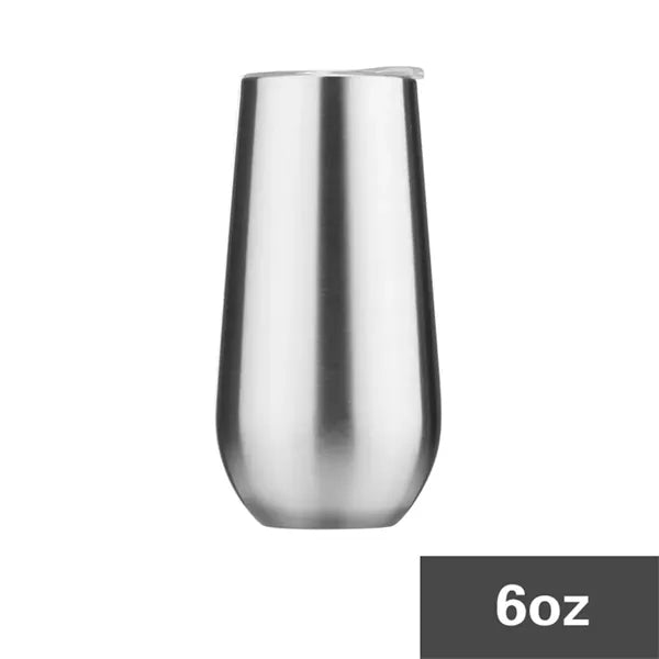6 oz Stainless Steel Champagne Tumbler with Lid
