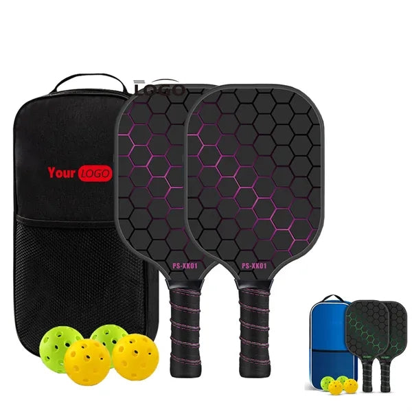 Full Color Fiberglass Pickleball Set w/Optional Case