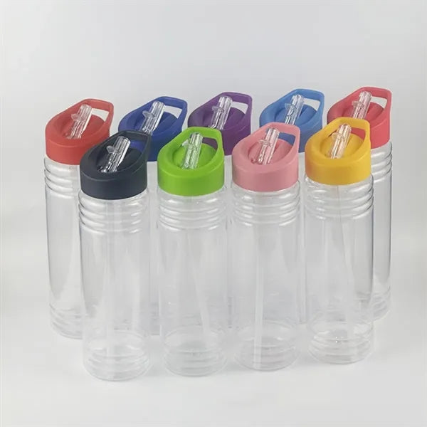 24OZ Clear Impact Water Bottle With Flip Straw Lid
