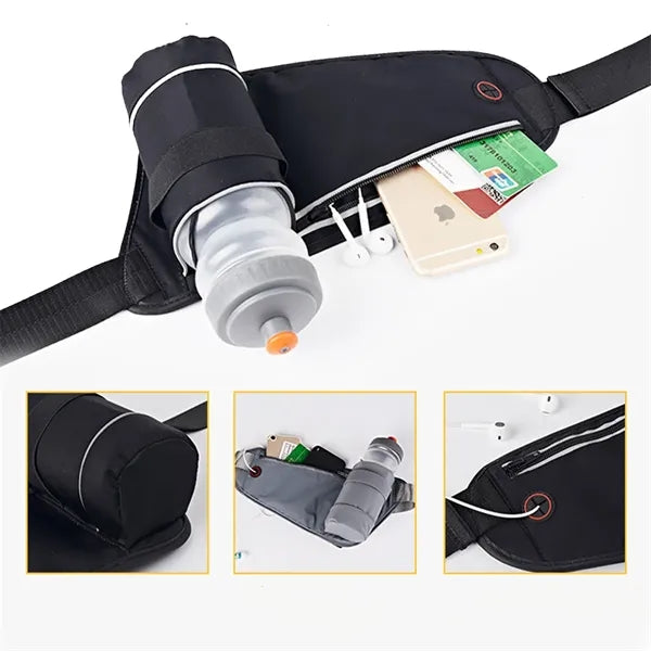 Adjustable Running Waist Pack with Water Bottle Holder