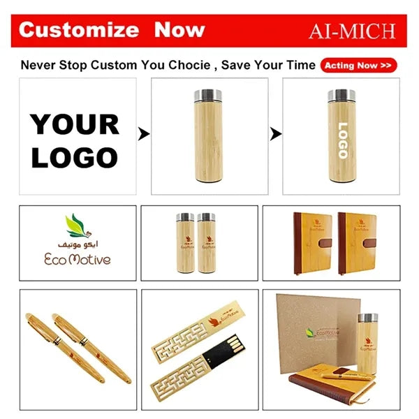 Bamboo Notebook & Pen Set, Eco Gift