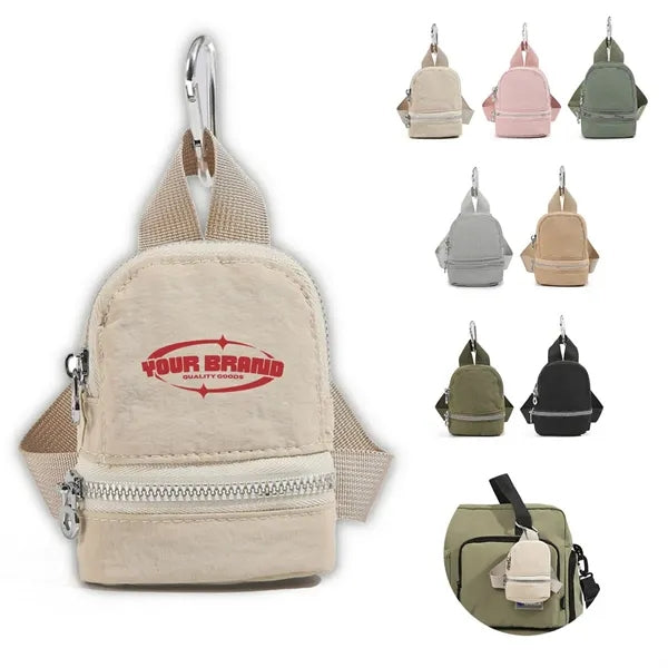 Mini Backpack Style Coin Purse with Zipper Pocket