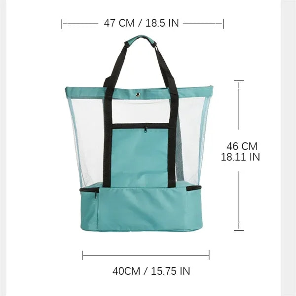 Double-Layer Mesh and Insulated Picnic Bag w/ Shoulder Strap