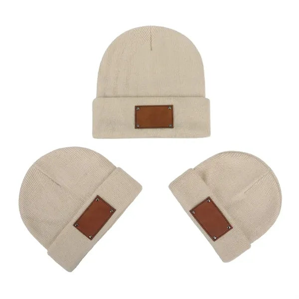 Baby Beanie Adult Kids Hat with Name Patch